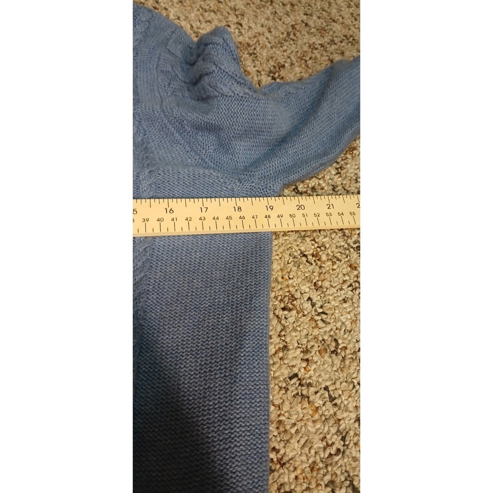 LL Bean Women's Blue Cotton Cable Knit Cardigan Sweater Size Medium Button Front - Picture 4 of 9